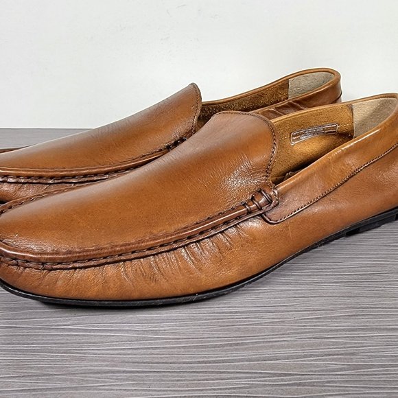 Dino Draghi Slip On Loafers Cognac Leather Size 12 - Picture 1 of 13